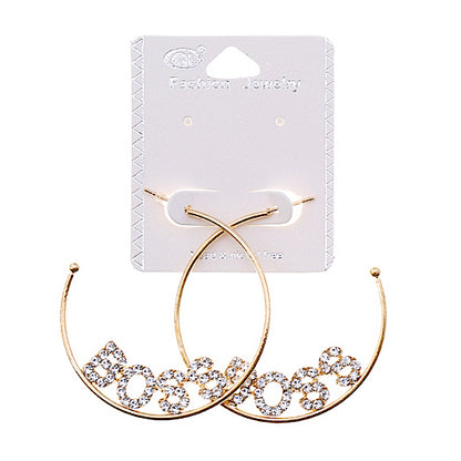 JAE35783 - Rhinestone Boss Word Hoops