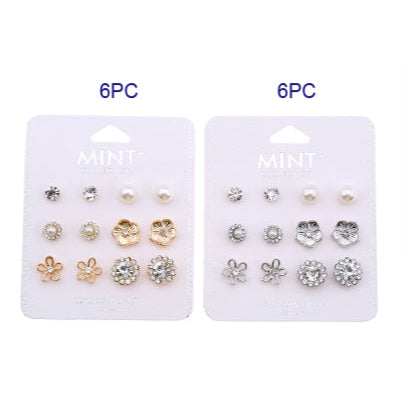 JAE36041 - 6 Pair Flower Stud Earring Set