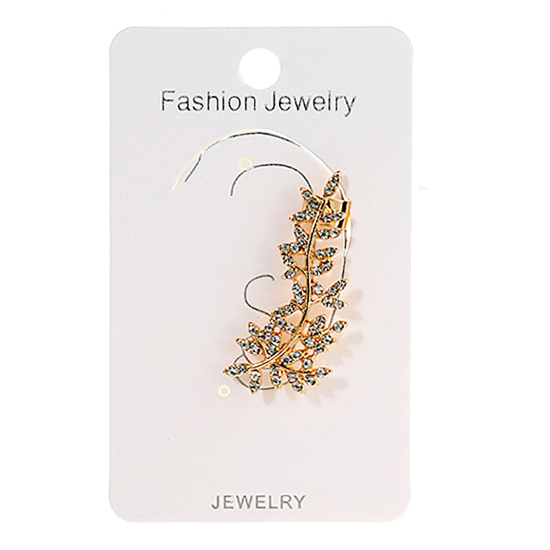 JAE37413 - Rhinestone Leaf Ear Cuff