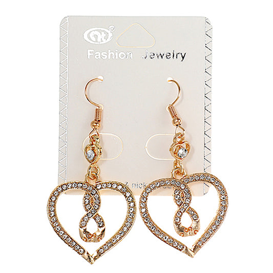 JAE37444 - Rhinestone Heart Earring