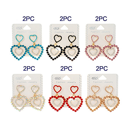 JAE38304ASST - Rhinestone Heart Earring