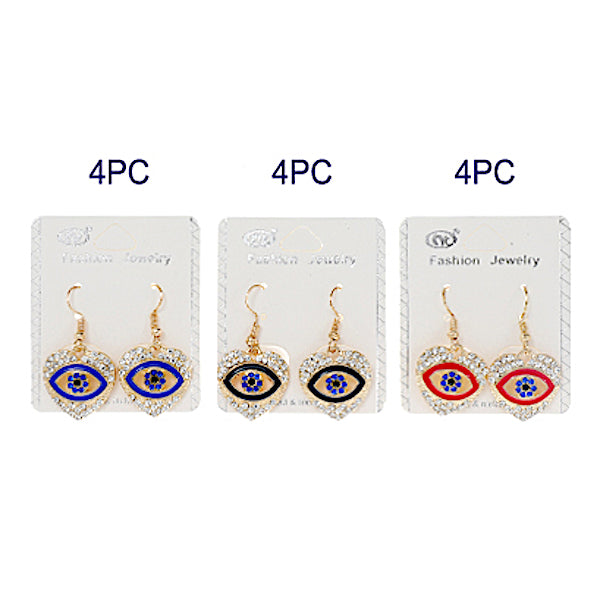 JAE38307 - Rhinestone Evil Eye Heart Earring