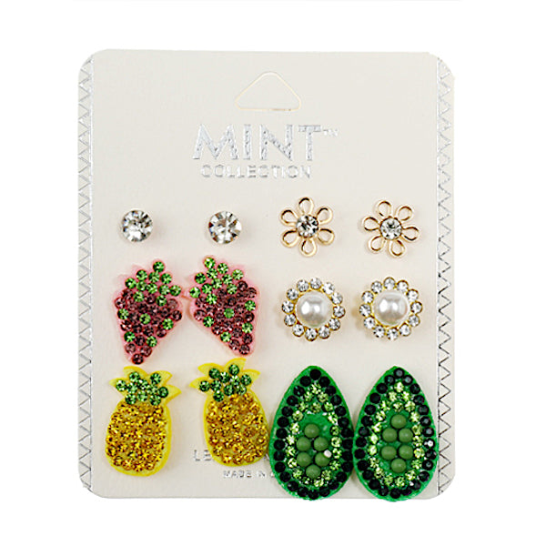 JAE38799 - 6 Pair Fruit Stud Earring Set