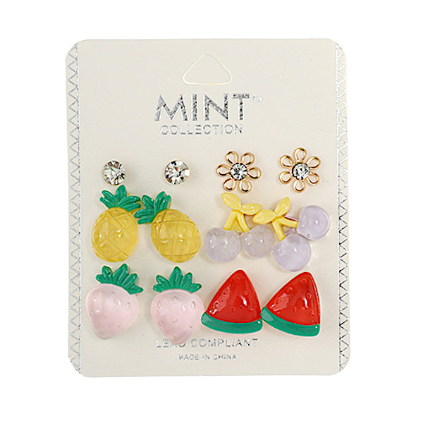 JAE38800 - 6 Pair Fruit Stud Earring Set