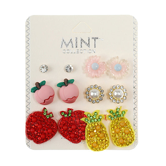 JAE38801 - 6 Pair Fruit Stud Earring Set