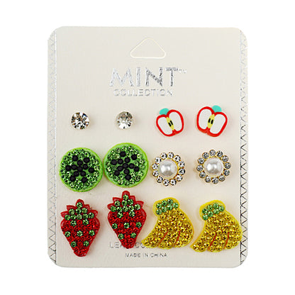 JAE38802 - 6 Pair Fruit Stud Earring Set