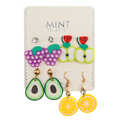 JAE38803 - 6 Pair Fruit Stud Earring Set