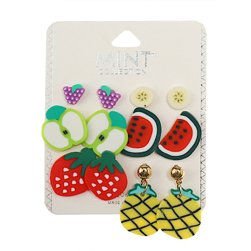 JAE38805 - 6 Pair Fruit Stud Earring Set