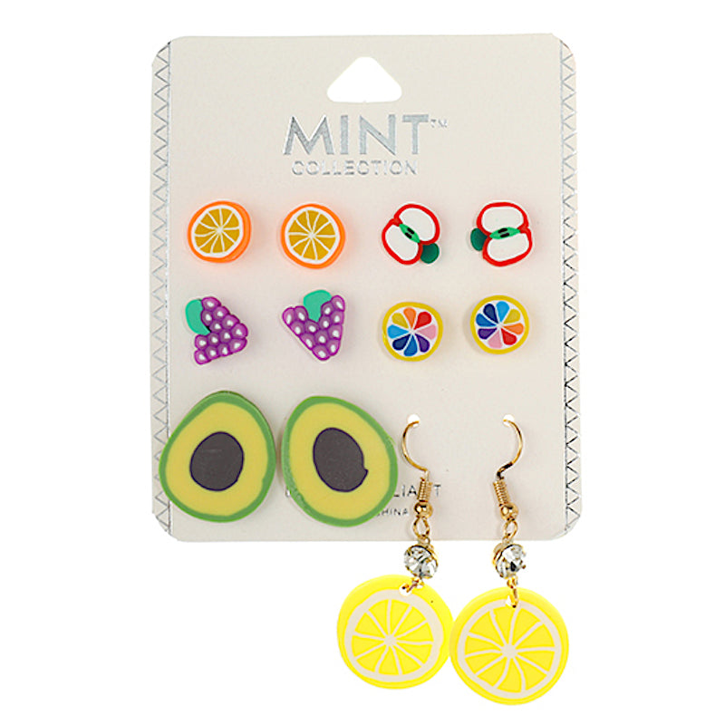 JAE38806 - 6 Pair Fruit Stud Earring Set