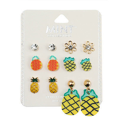 JAE38807 - 6 Pair Fruit Stud Earring Set