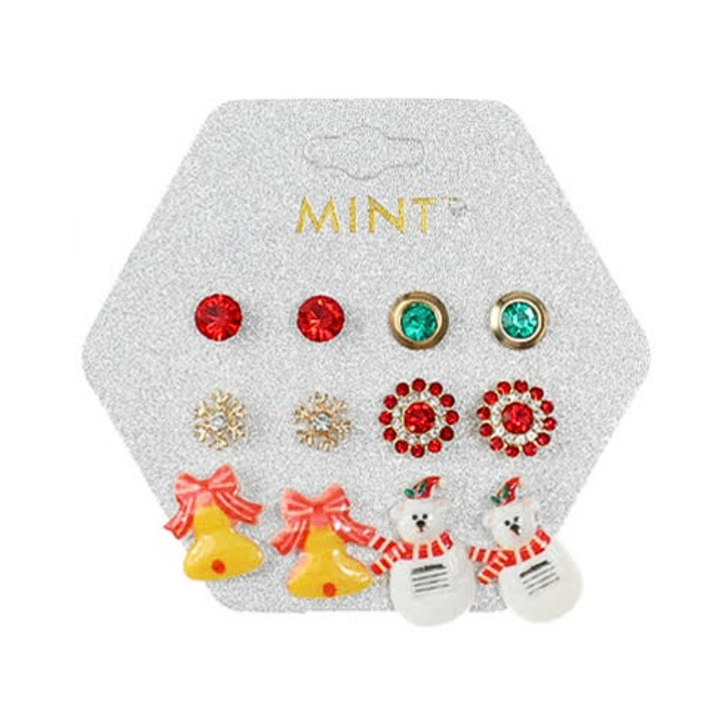 JAE38817 - Christmas 6 Pair Stud Earrings Set