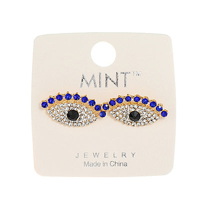 JAE38937 - Rhinestone Evil Eye Post Earring