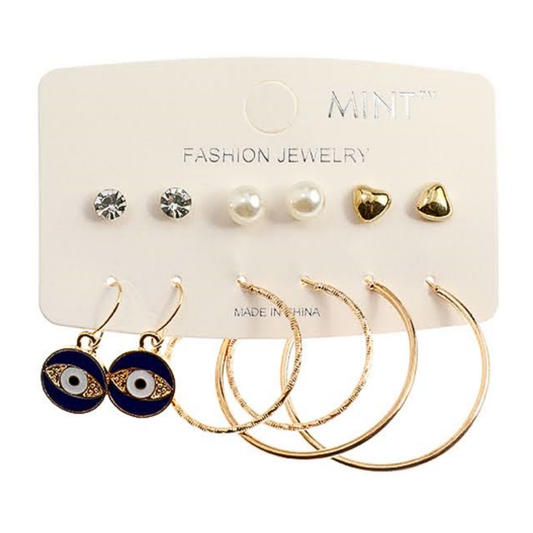 JAE39036 - 6 Pair Stud & Hoop Set