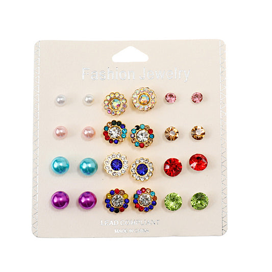 JAE39084 - 12 Pair Stud Earrings Set