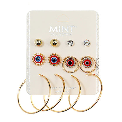 JAE39100 - 6 Pair Evil Eye Stud Earring Set