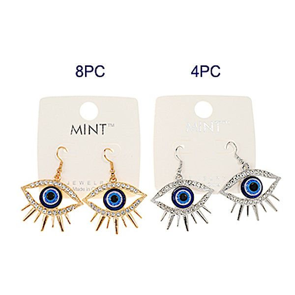 JAE39308 - Rhinestone Evil Eye Earring