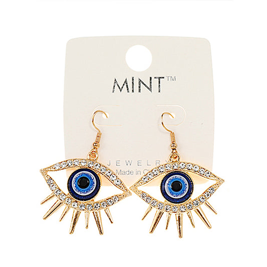 JAE39308 - Rhinestone Evil Eye Earring