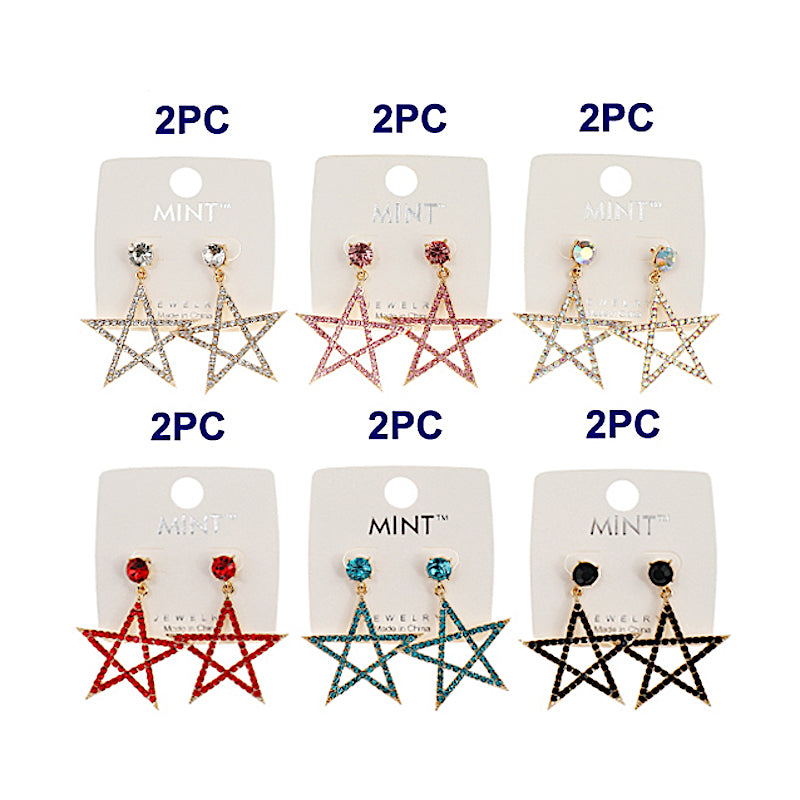 JAE39845 - Rhinestone Star Drop Earring