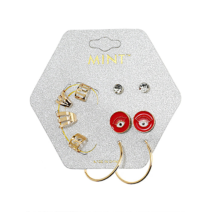 JAE39894 - Evil Eye Earring & Ear Cuff Set