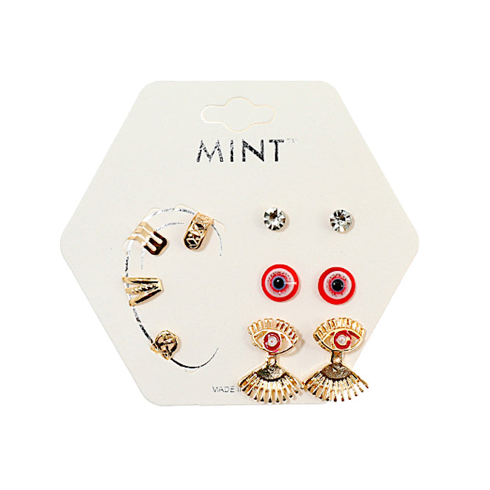 JAE40118 - Evil Eye Earring & Ear Cuff Set