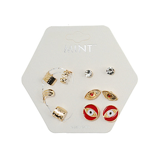 JAE40120 - Evil Eye Stud Earring & Ear Cuff Set