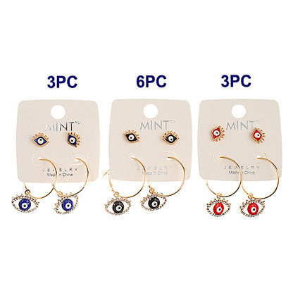 JAE40305 - Evil Eye Charm Hoop & Stud Set