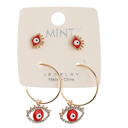 JAE40305 - Evil Eye Charm Hoop & Stud Set