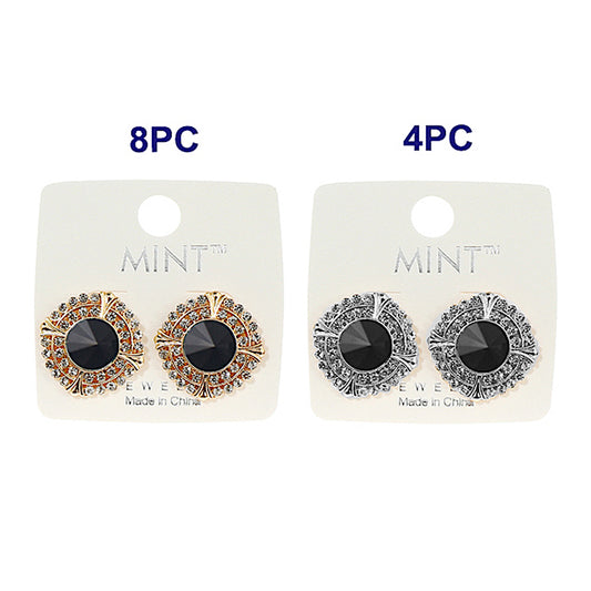 Black Crystal Halo Post Earring