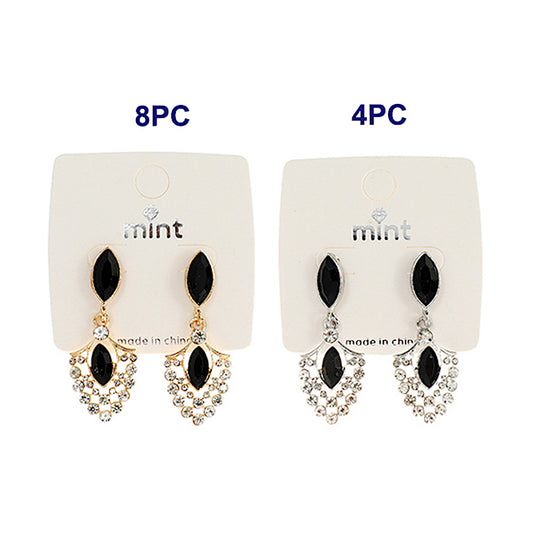 JAE40426BK - Black Rhinestone Drop Earring