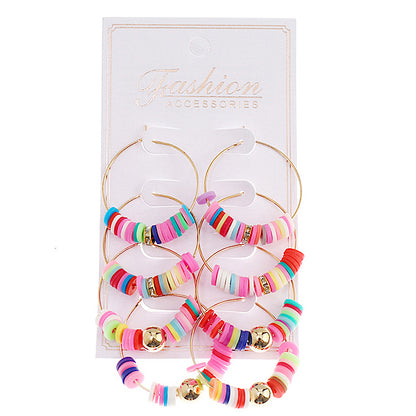 JAE40430-1 - Rainbow Disc Bead Hoops 4 Pair Set