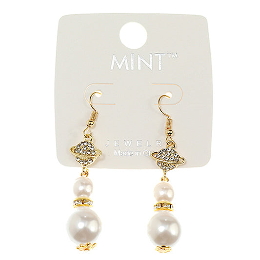 JAE40631 - Pearl Drop Planet Earring