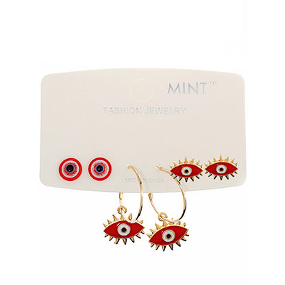 JAE40648 - 3 Pair Evil Eye Earring Set