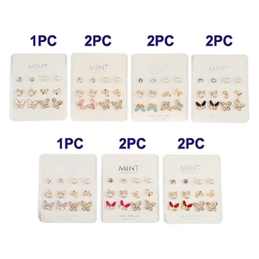 JAE40658 - 6 Pair Butterfly Earring Set