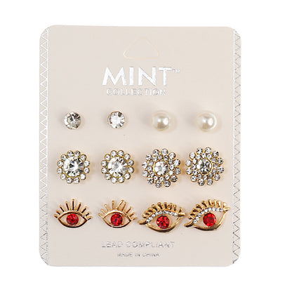 JAE40677 - 6 Pair Evil Eye Stud Earring Set