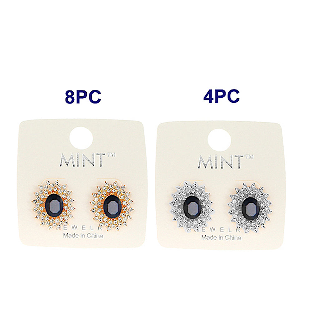 Black Crystal Halo Post Earring