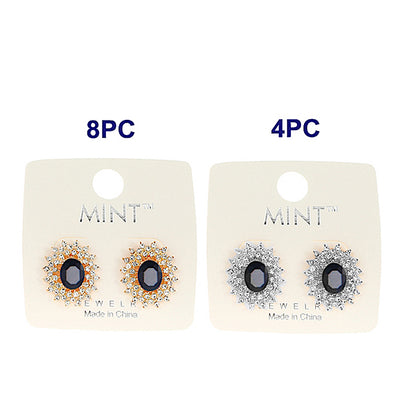 Black Crystal Halo Post Earring