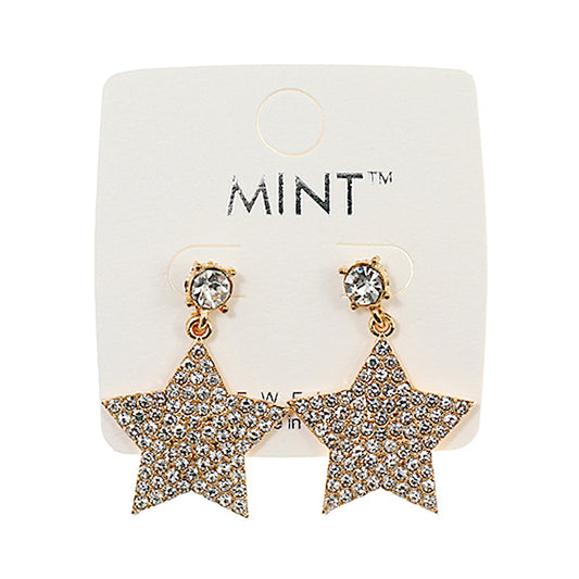 JAE40911 - Rhinestone Star Drop Earring