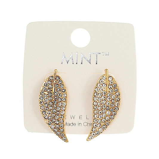 JAE40972 - Rhinestone Leaf Earring