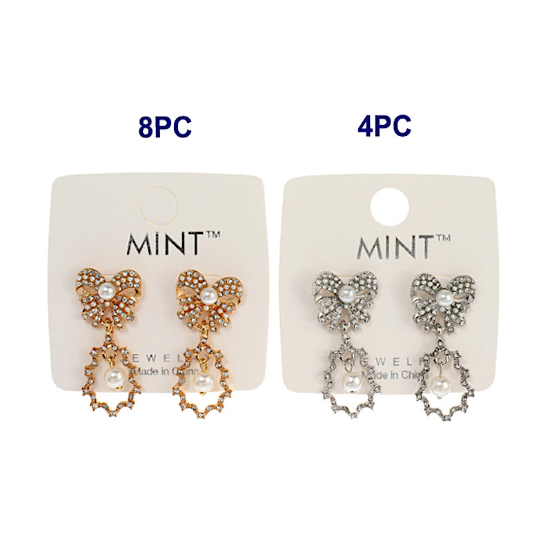 JAE41041 - Rhinestone Bow Drop Earring