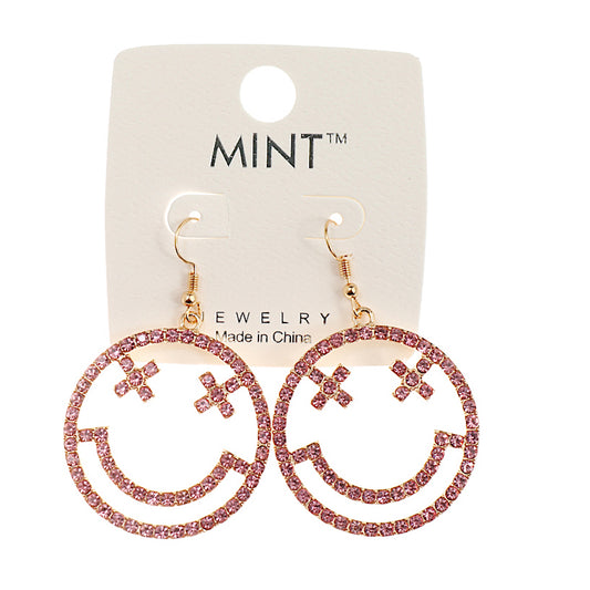 X-Eye Smiley Face Fish Hook Earring