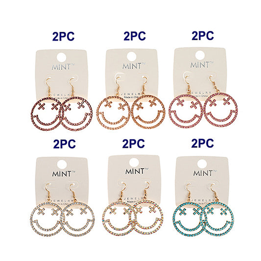 X-Eye Smiley Face Fish Hook Earring