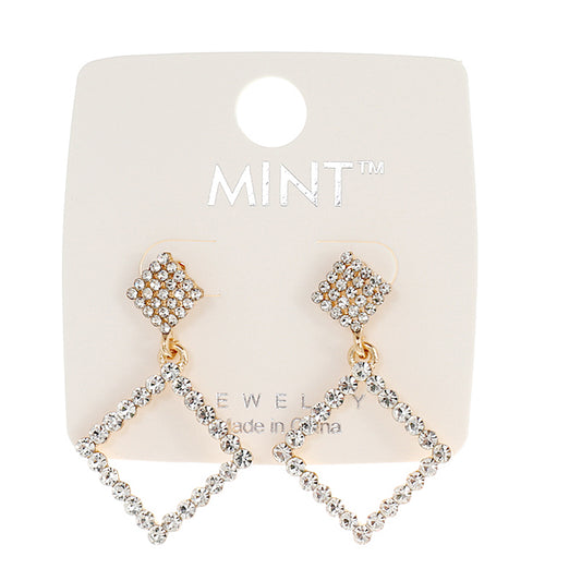 JAE42151 - Rhinestone Square Earring