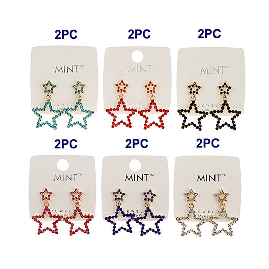 JAE42174 - Rhinestone Star Drop Earring