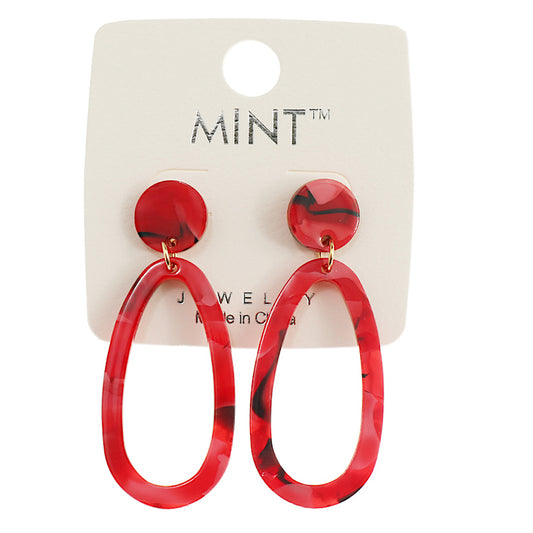 JAE42216 - Resin Dangle Red Droplet Earring