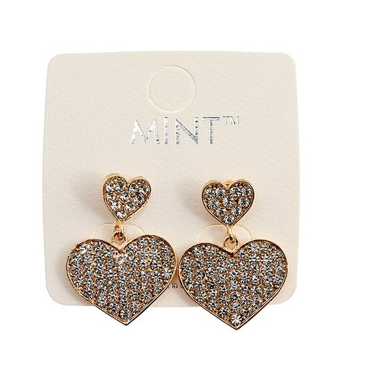 JAE42356 - Rhinestone Heart Earring