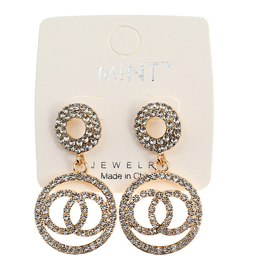 JAE42358 - Rhinestone Double Circle Earring