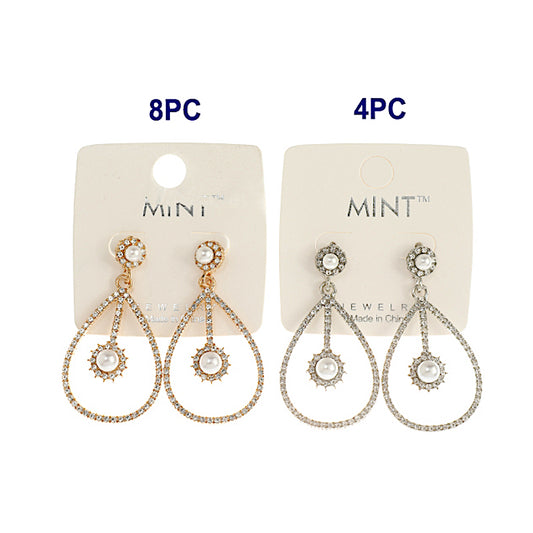 JAE42396 - Rhinestone & Pearl Drop Earring