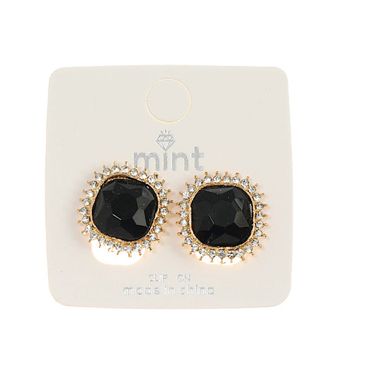 JAE42560BK - Clip On Black Halo Earring