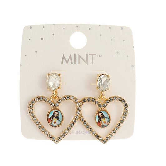 JAE42575 - Jesus Heart Earring