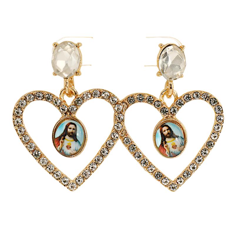 JAE42575 - Jesus Heart Earring